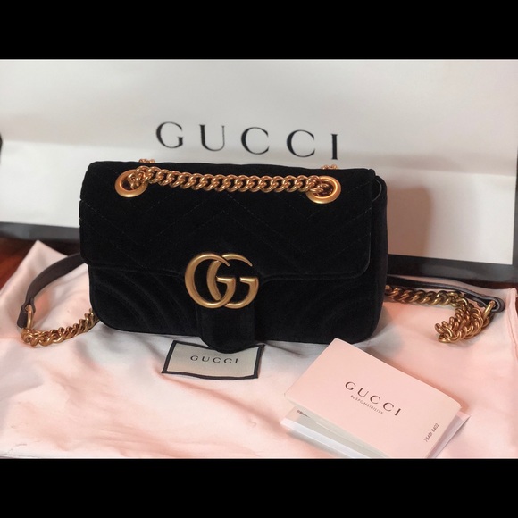 gg marmont small velvet shoulder bag